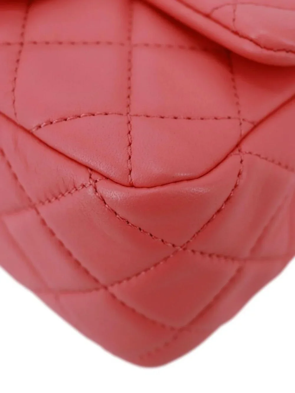 Chanel  Pearl Crush Square Flap Mini Quilted Lambskin Leather Shoulder Bag Pink